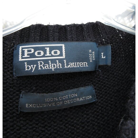 Ralph Lauren Polo Sweater Large Pullover Red Pony Ribbed Knit Crewneck - Picture 9 of 10